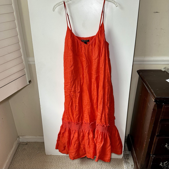 Banana Republic Dresses & Skirts - Banana Republic 100% Linen Maxi Dress Women's Size M Red Minimalist Lagenlook